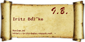 Iritz Béke névjegykártya